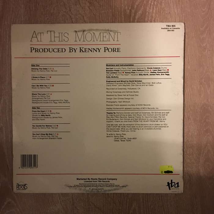 Kenny Pore - At This Moment - Vinyl LP Record  - Opened  - Very-Good+ Quality (VG+) Vinyl