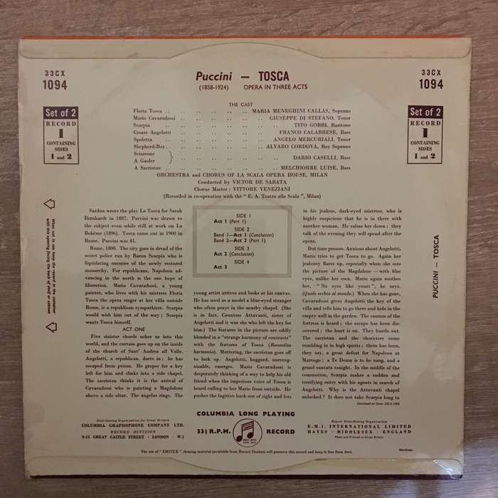 Teatro Alla Scala With Maria Callas, Giuseppe Di Stefano, Tito Gobbi Conducted By Victor De Sabat...