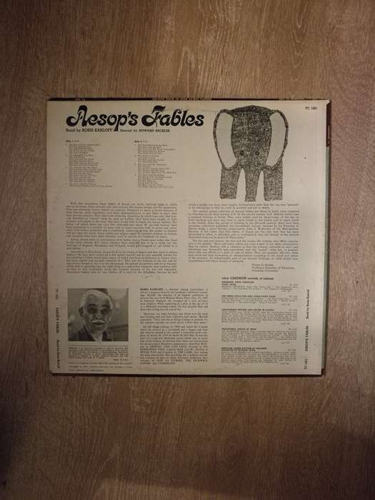 Boris Karloff  Aesop's Fables - Vinyl LP Record - Opened  - Very-Good Quality (VG)