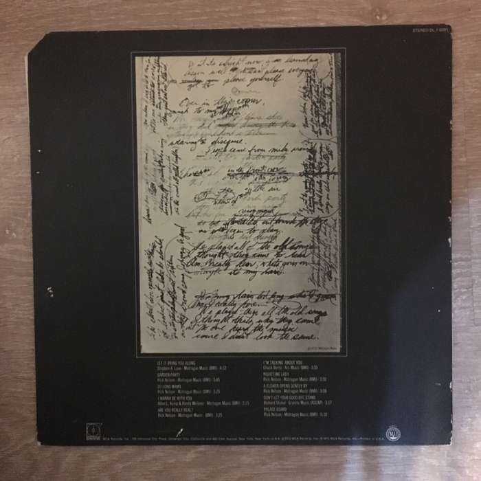 Rick Nelson And The Stone Canyon Band  Garden Party - Vinyl LP Record - Opened  - Very-Good...