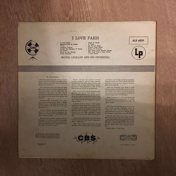 Michael Legrand and His Orchestra - I Love Paris -  Vinyl LP Record - Opened  - Very-Good Quality...