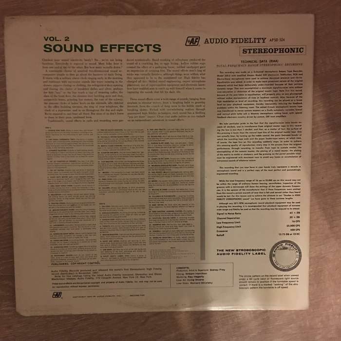 Sound Effects - Volume 2   Vinyl LP Record (VG+)