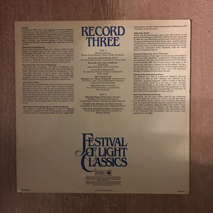 Festival Of Light Classics - Record 3 - Vinyl LP Record - Opened  - Very-Good Quality (VG)
