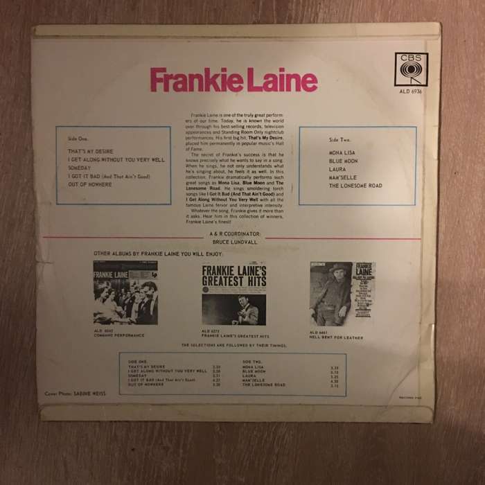 The Great Frankie Lane - Vinyl LP Record - Opened  - Very-Good Quality (VG)