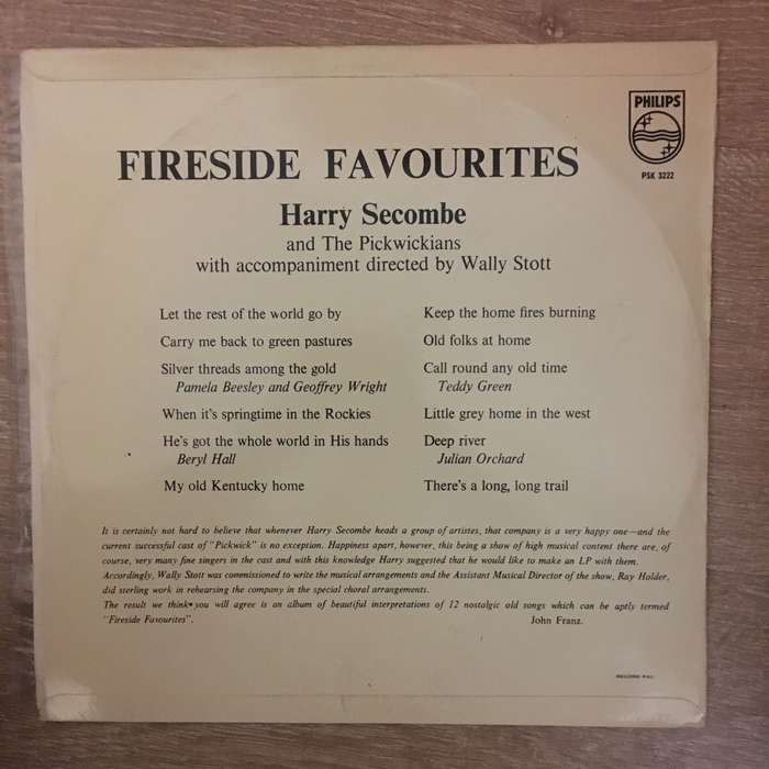 Harry Secombe & The Pickwickians  Fireside Favourites - Vinyl LP Record - Opened  - Very-Go...