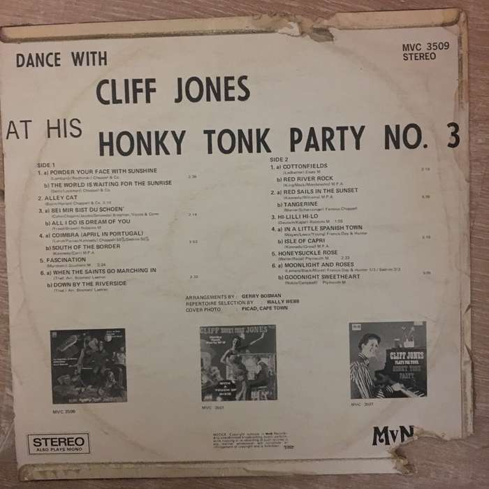 Cliff Jones - Dance With Honky Tonk Party 3  - Vinyl LP Record - Opened  - Very-Good Quality (VG)
