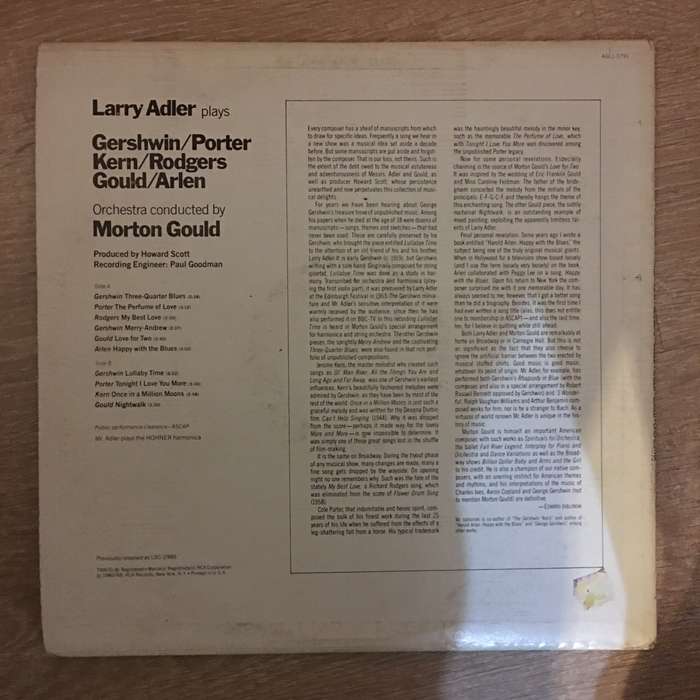 Larry Adler Orchestra Conducted By Morton Gould  Larry Adler Plays Gershwin/Porter/Kern/Rod...