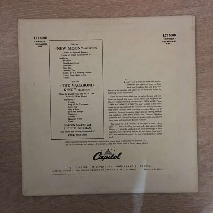 Gordon MacRae With Lucille Norman And Paul Weston And His Orchestra  The Vagabond King And ...