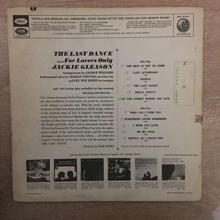 Jackie Gleason  The Last Dance...For Lovers Only - Vinyl LP Record - Opened  - Very-Good Qu...