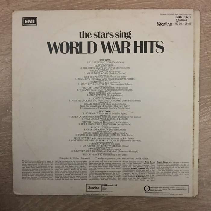 The Stars Sing World War Hits - Vinyl LP Record - Opened  - Very-Good Quality (VG)