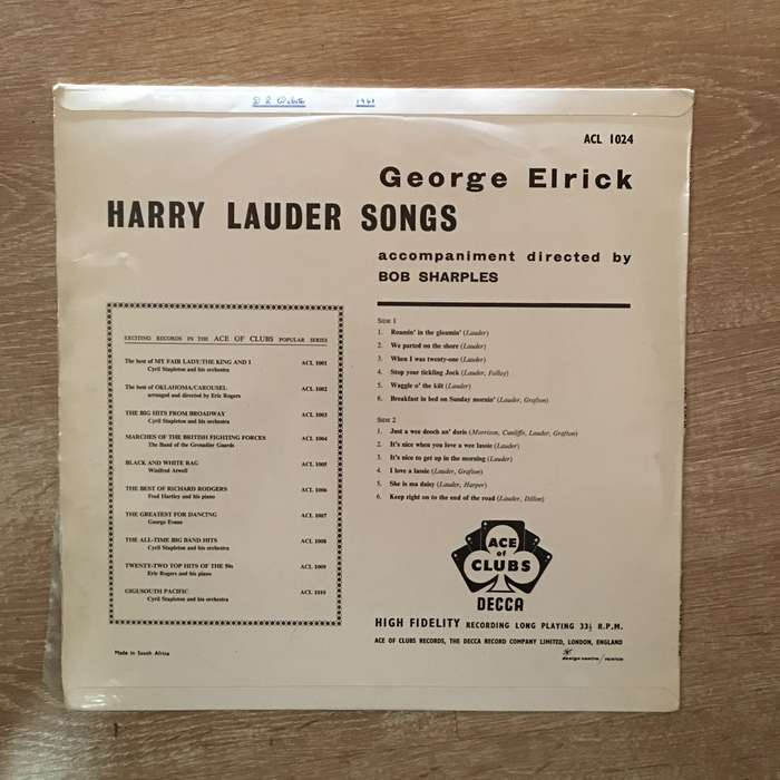 George Elrich - Harry Lauder Songs - Vinyl LP Record - Opened  - Good+ Quality (G+)