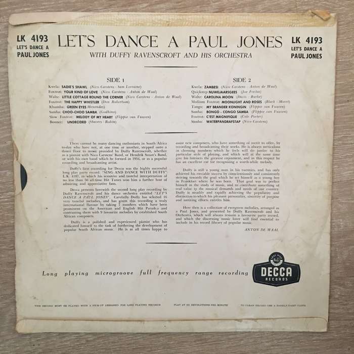 Duffy Ravenscroft - Lets Have a Paul Jones - Vinyl LP Record  - Fair Quality (F)