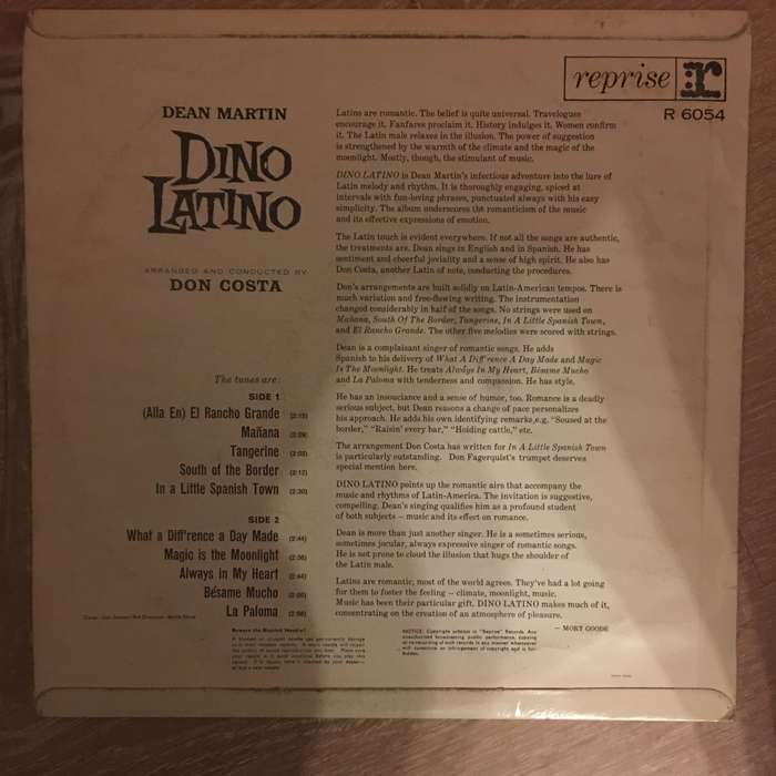 Dean Martin  Dino Latino - Vinyl LP Record Album - Opened  - Very-Good Quality (VG)