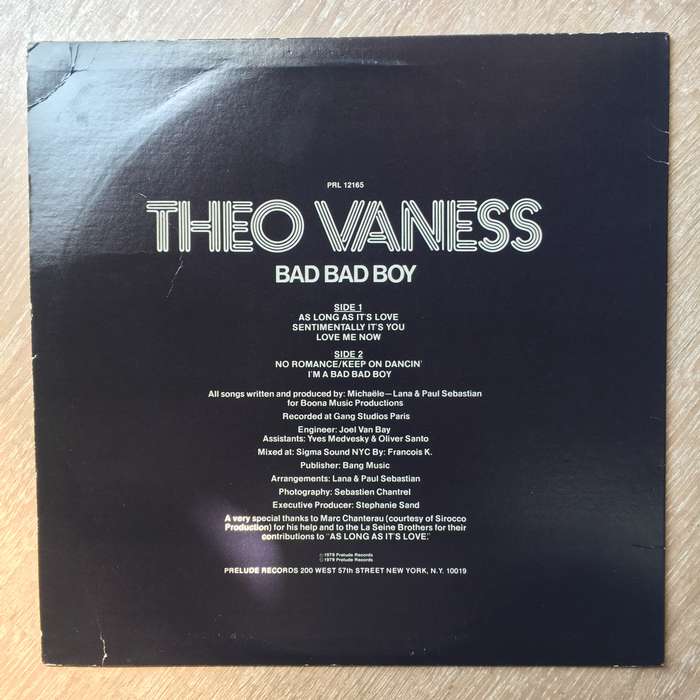 Theo Vaness - Bad Bad Boy - Vinyl LP Record  - Opened  - Very-Good+ Quality (VG+)