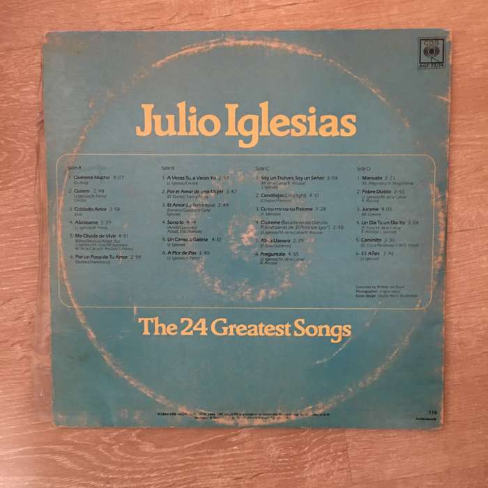 Julio Iglesias - 24 Greatest Songs - Double Vinyl LP Record - Good+ Quality (G+)