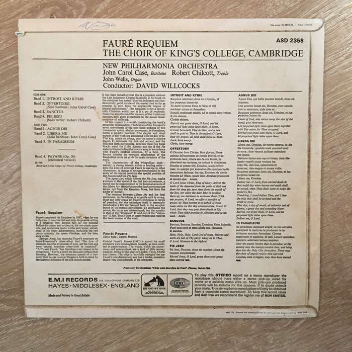 Fauré - Choir Of King's College / David Willcocks / John Carol Case / Robert Chilcott / John Wel...