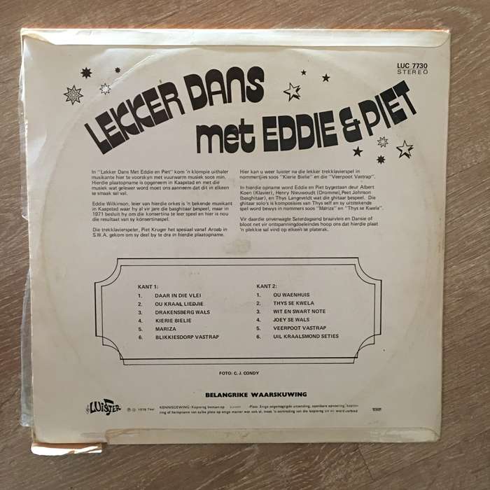 Lekker Dans Met Eddie En Piet - Vinyl LP Record - Opened  - Very-Good Quality (VG)