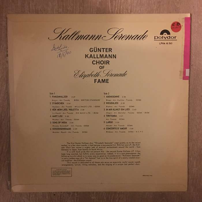 Kallmann Serenade  - Vinyl LP Record - Opened  - Very-Good- Quality (VG-)