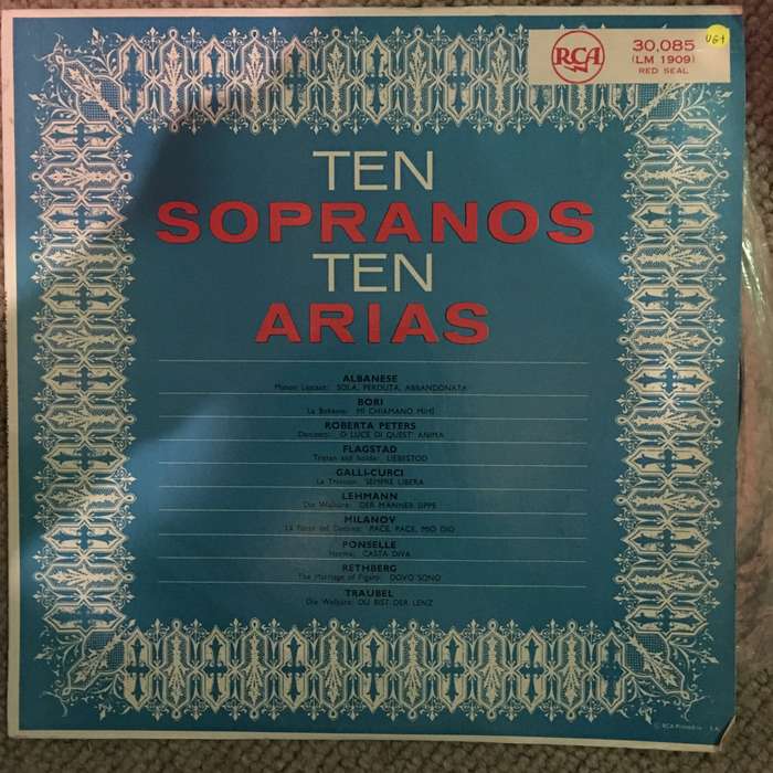 Ten Sopranos - Ten Arias - Vinyl LP Record  - Opened  - Very-Good+ Quality (VG+)