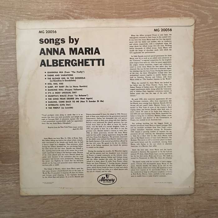 Songs By Anna Maria Alberghetti  - Vinyl LP Record - Opened  - Very-Good- Quality (VG-)