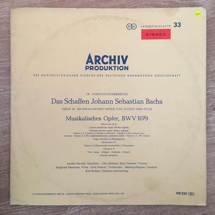 Johann Sebastian Bach  Musikalisches Opfer BWV 1079 - Vinyl LP Record - Opened  - Very-G...