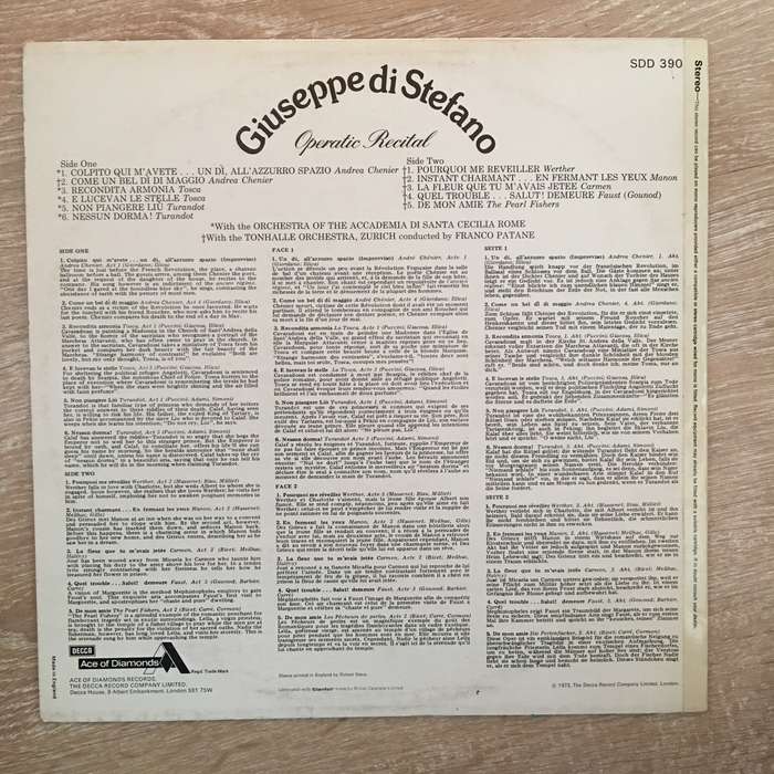 Giuseppe di Stefano  Operatic Recital - Vinyl LP Record - Opened  - Very-Good+ Quality (...