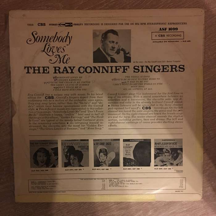 The Ray Conniff Singers - Somebody Loves Me - Vinyl LP Record - Opened  - Very-Good Quality (VG)