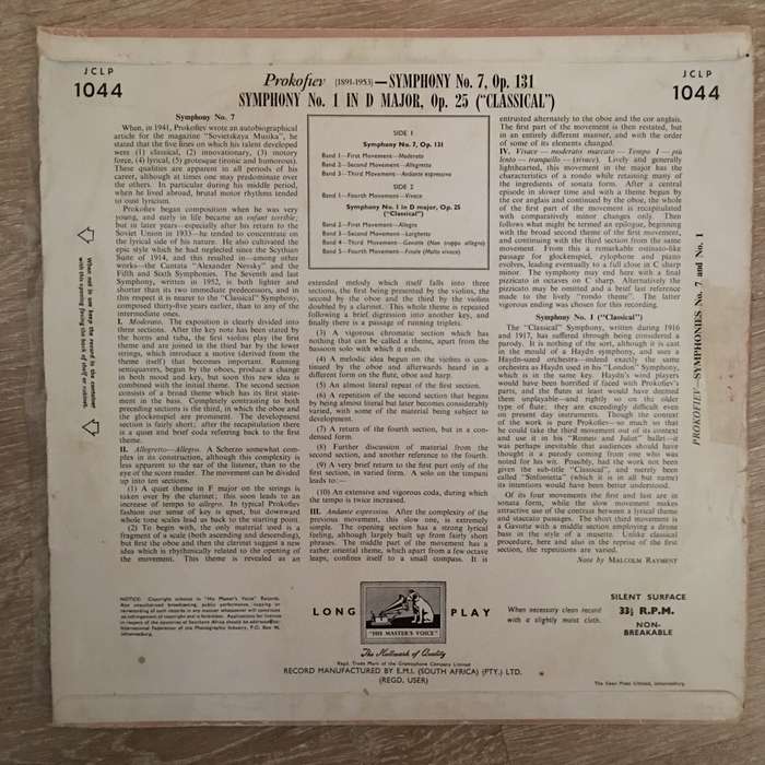 Prokofiev, Nicolai Malko, Philharmonia Orchestra  Symphony No. 7, Op. 131 / Symphony No. 1 ...