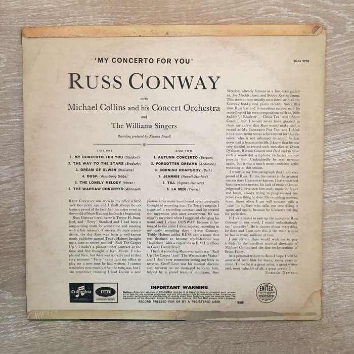 Russ Conway  My Concerto For You - Vinyl LP Record  - Opened  - Very-Good+ Quality (VG+)