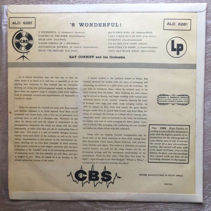 Ray Conniff - 'S Wonderful  - Vinyl LP Record - Opened  - Very-Good+ Quality (VG+)