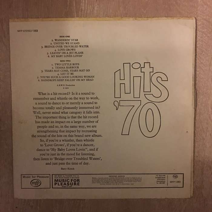 Hits '70  - Vinyl LP Record - Opened  - Very-Good Quality (VG)