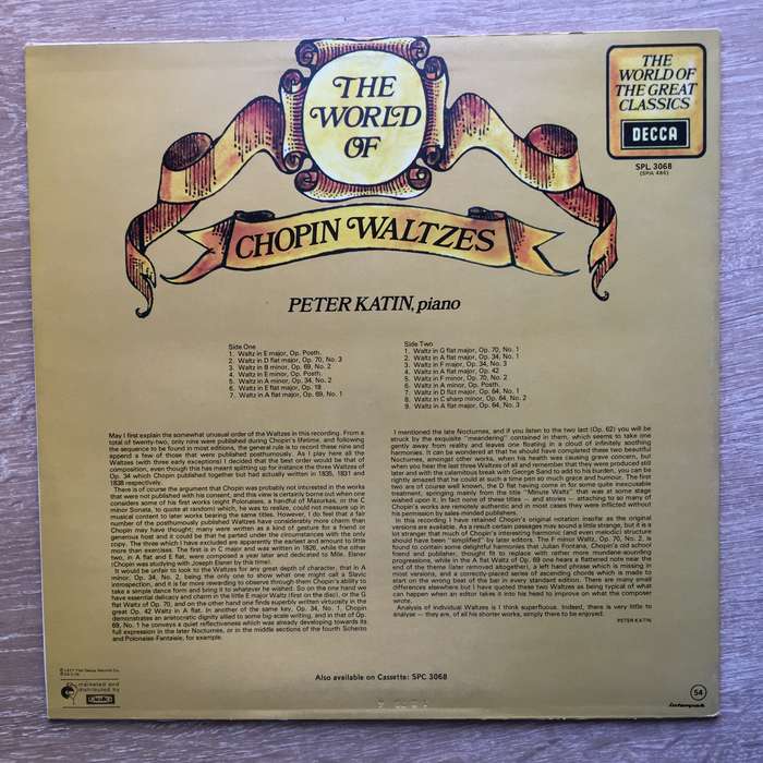 The World Of Chopin Waltzes -  Vinyl LP Record - Very-Good+ Quality (VG+)