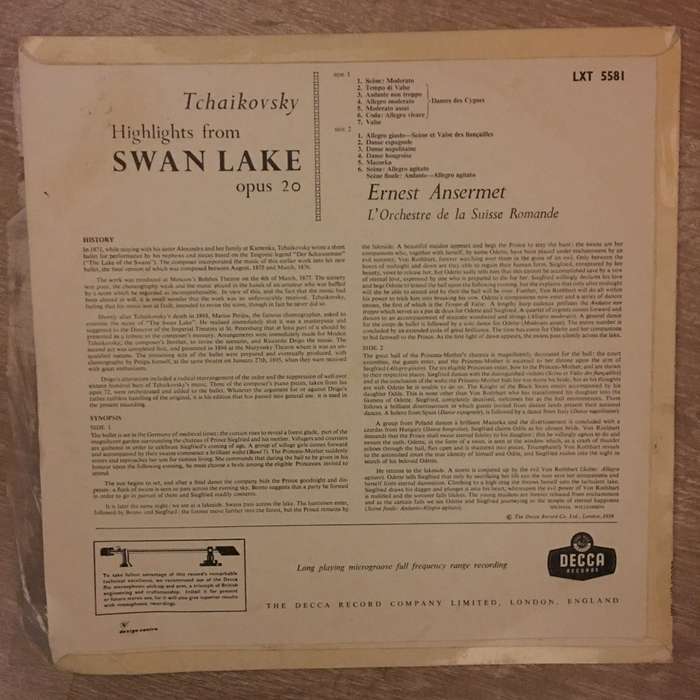 Ansermet  Highlights From Swan Lake - Vinyl LP Record - Opened  - Very-Good+ Quality (VG+)