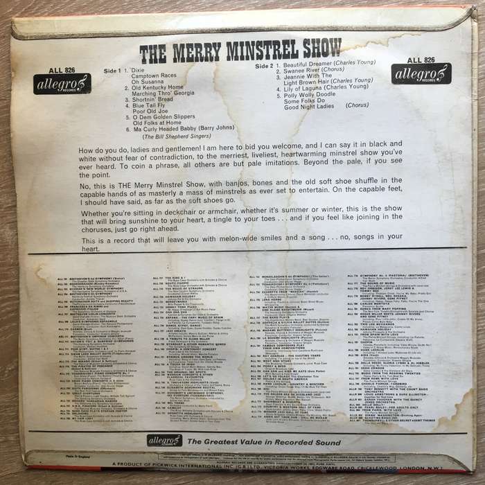 The Merry Minstrel Show - Charles Young, Barry Johns, The Minstrels, The Bill Shepherd Singers  -...