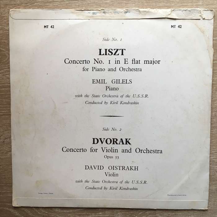 Dvorak / Liszt  Concerto For Violin And Orchestra / Concerto No. 1 In E-Flat Major Emile Gi...