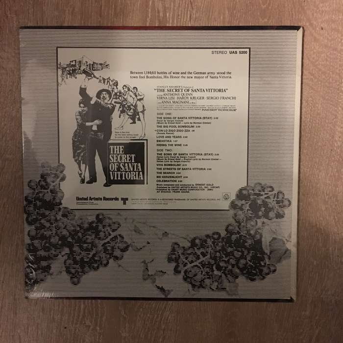 Ernest Gold  The Secret Of Santa Vittoria - Original Motion Picture Score -  Vinyl LP Recor...