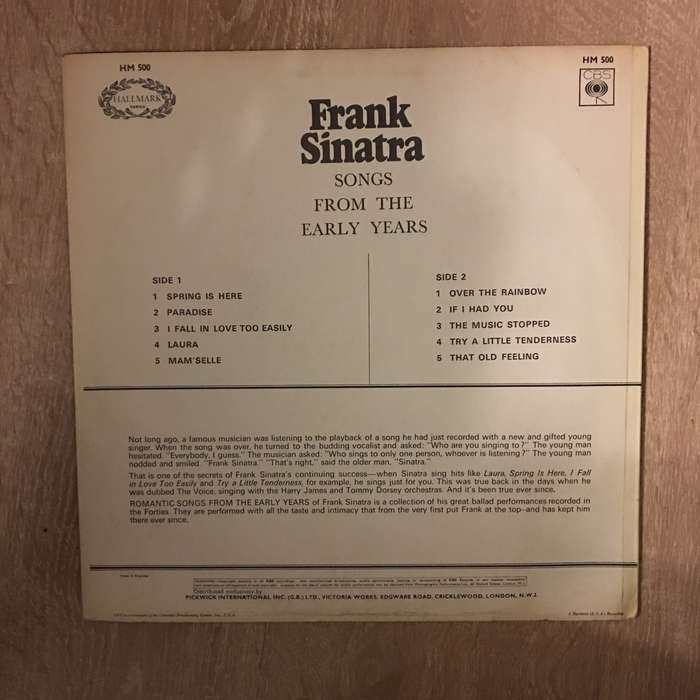 Frank Sinatra - Romantic Songs From The Early Years  - Vinyl LP Record - Opened  - Very-Good Q...