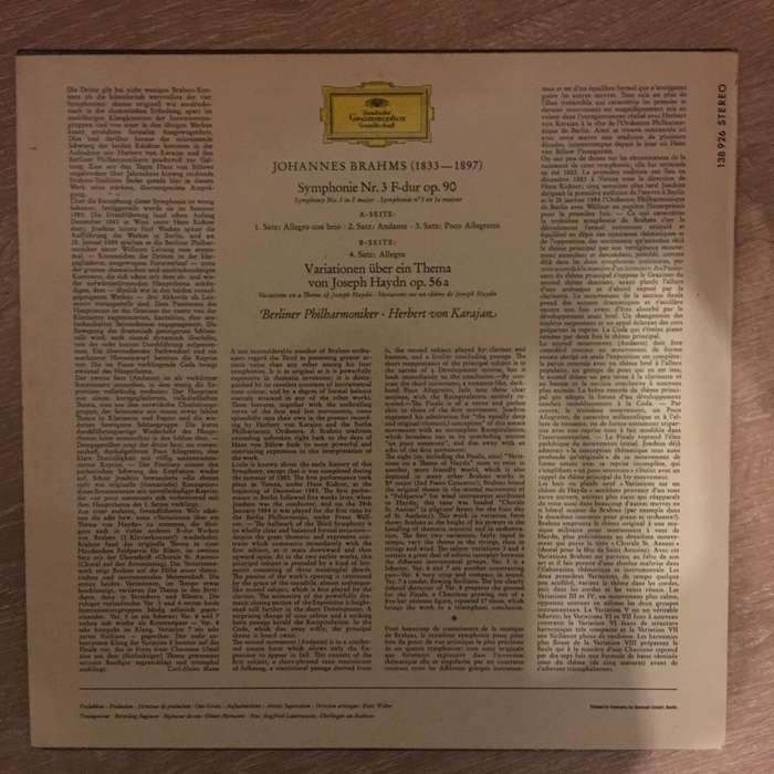 Brahms, Herbert von Karajan, Berlin Philharmonic  Symphonie Nr. 3  Haydn-Variationen -  ...