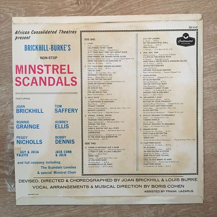Brickhill-Burke's Non Stop Minstrel Scandals - Vinyl LP Record - Opened  - Very-Good+ Quality (VG+)