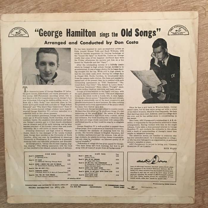 George Hamilton Sings The Old Songs - Vinyl LP Record - Opened  - Very-Good+ Quality (VG+)