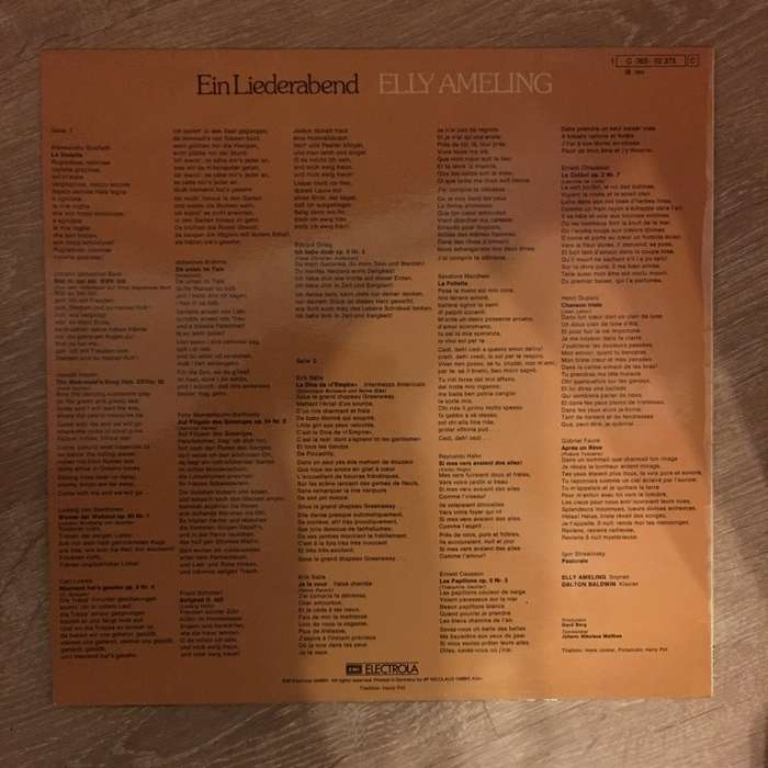 Elly Ameling, Dalton Baldwin  Elly Ameling - Ein Liederabend - Vinyl LP Record   - Very-Goo...