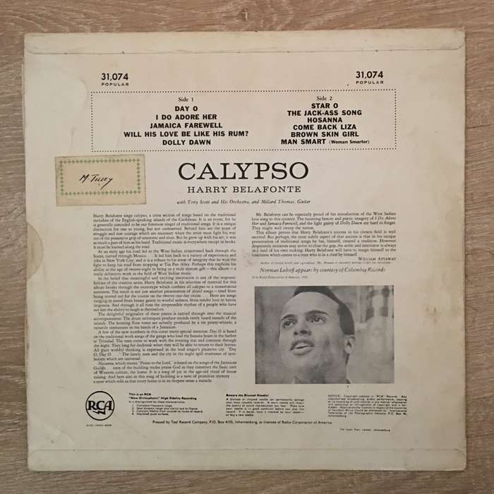 Harry Belafonte - Calypso - Vinyl LP Record - Opened  - Good+ Quality (G+)