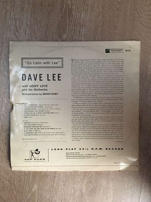 Dave Lee With Geoff Love And His Orchestra  Go Latin With Lee - Vinyl LP Record - Opened  -...