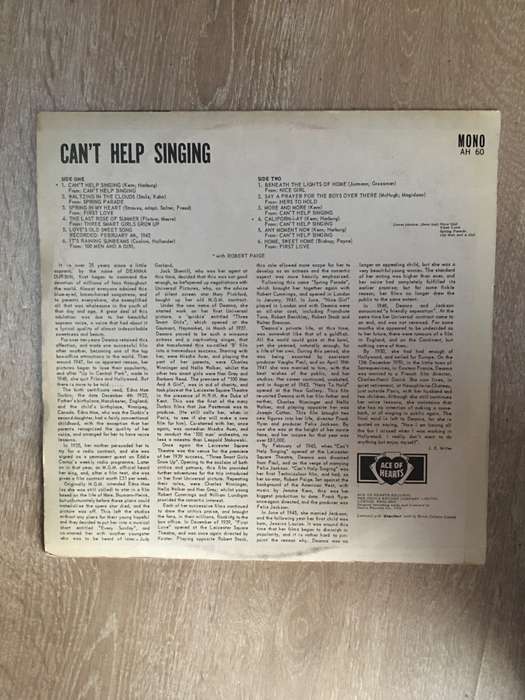 Deanna Durbin - Can't Help Singing - Vinyl LP Record - Opened  - Very-Good+ Quality (VG+)