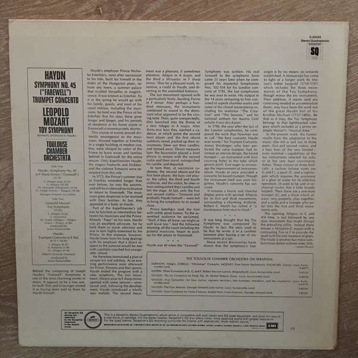 Joseph Haydn, Leopold Mozart  Symphony No 45 & Trumpet Concerto - Toy Symphony -  Vinyl LP ...