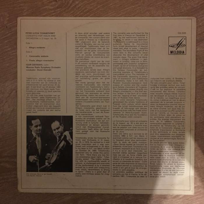 Igor Oistrakh, Moscow Philharmonic Orchestra Conducted By David Oistrakh, Tschaikovsky  Vio...