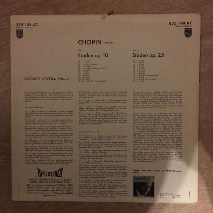Frédéric Chopin  Gyorgy Cziffra - Etudes - Op 10 Und 25 -  Vinyl LP Record - Opened  - Ve...