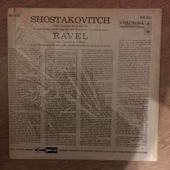 Leonard Bernstein - Shostakovitch / Ravel - New York Philharmonic / Columbia Symphony Orchestra ...