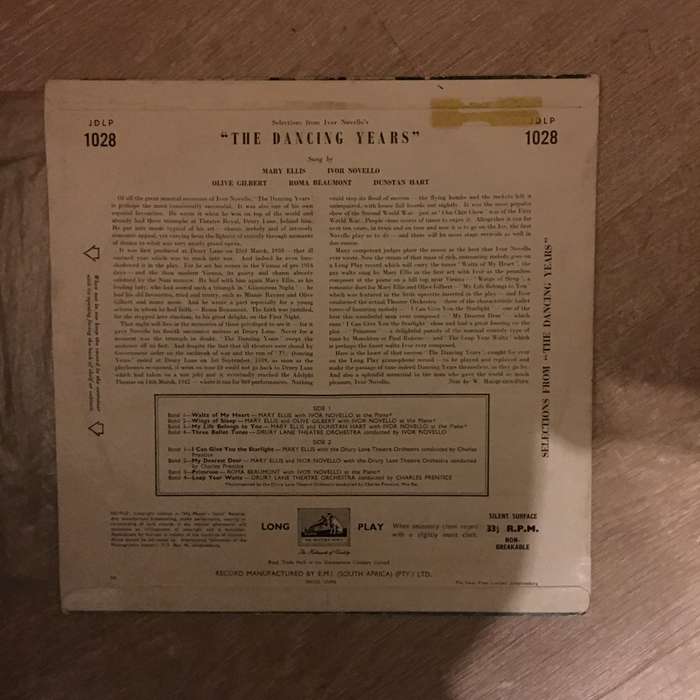 Ivor Novello  The Dancing Years - Vinyl Record - Opened  - Very-Good- Quality (VG-)