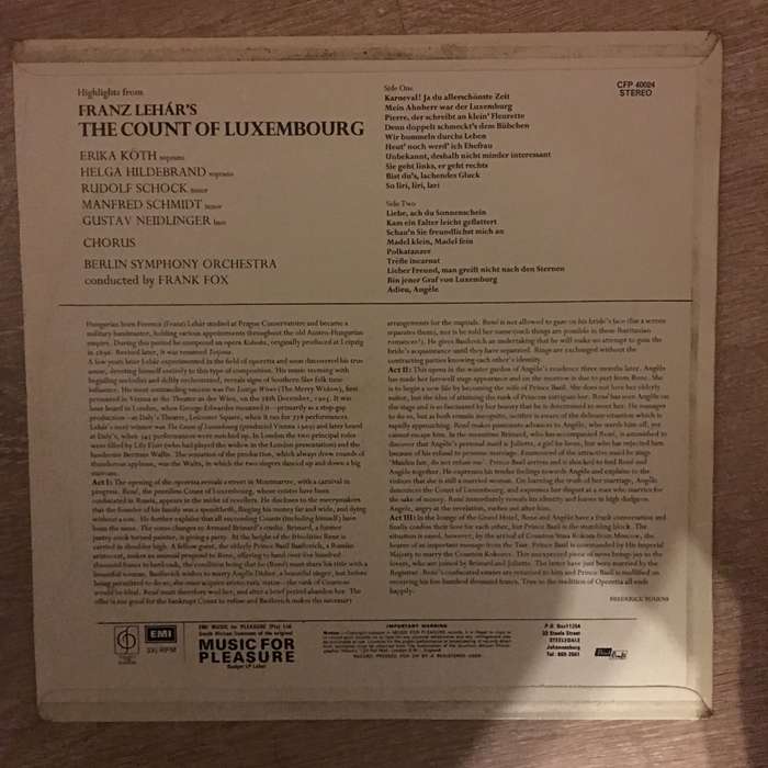 Franz Lehár  The Count Of Luxembourg - Vinyl LP Record - Opened  - Very-Good+ Quality (VG+)